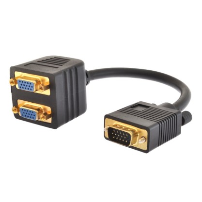 Melodika Black & White BW1V2V VGA splitter kabelis 1x VGA kištukas - 2x VGA lizdas 0,2m