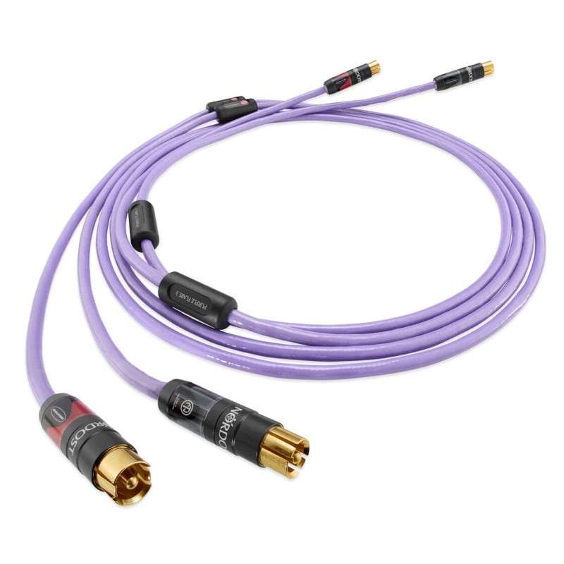 Nordost PURPLE FLARE 3 tarp blokinis RCA kabelių komplektas nuo 0,6m iki 3,5m