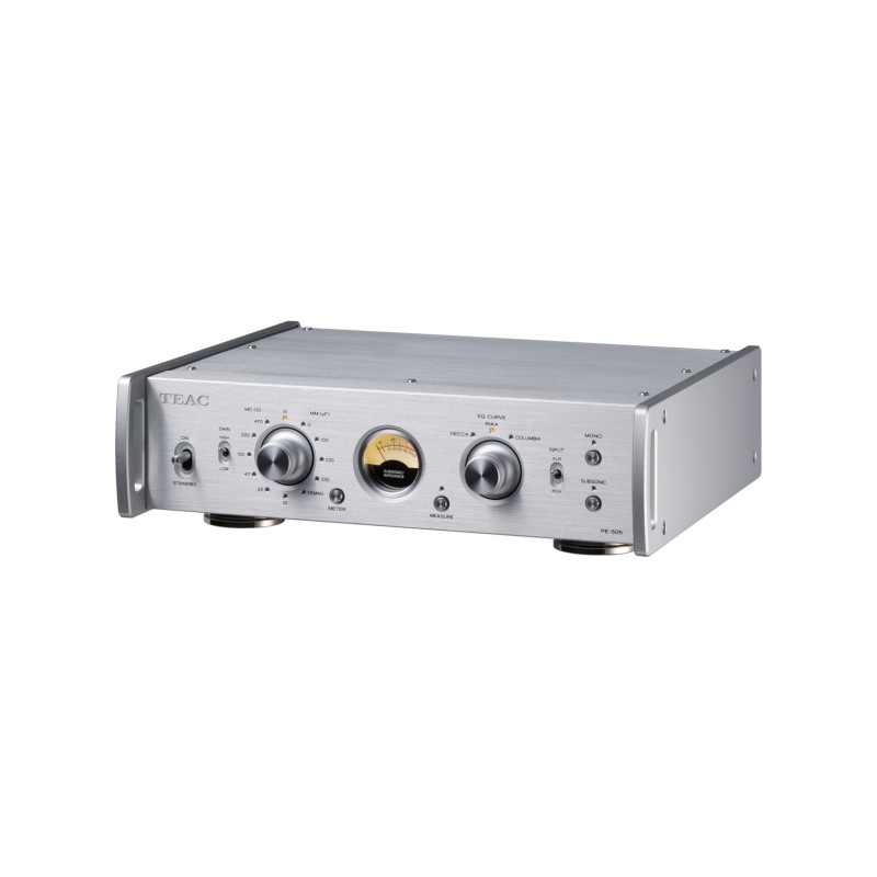 Teac PE-505 pradinis patefono stiprintuvas, sidabrinis